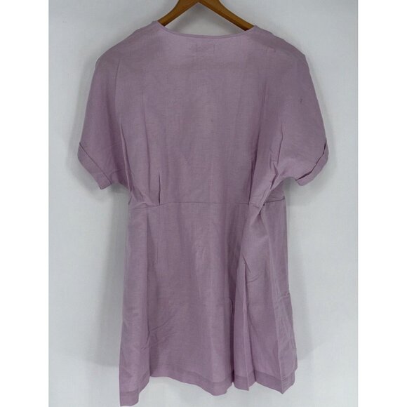 NWT Hudson North Rose Pink Linen Blend Belted Wrap Summer Dress Pockets Sz 3XL - Picture 2 of 16